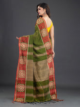 Load image into Gallery viewer, Green & Red Cotton Saree