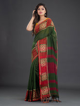 Load image into Gallery viewer, Green & Red Woven Design Cotton Saree