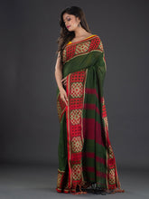 Load image into Gallery viewer, Green & Red Woven Design Cotton Saree