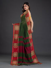Load image into Gallery viewer, Green & Red Woven Design Cotton Saree