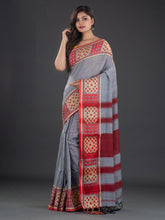 Load image into Gallery viewer, Women Grey Woven Design Cotton Saree