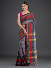 Load image into Gallery viewer, Grey & Red Ethnic Motifs Handwoven Cotton Saree