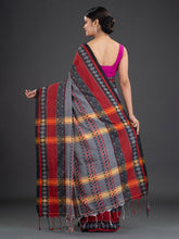 Load image into Gallery viewer, Grey & Red Ethnic Motifs Handwoven Cotton Saree