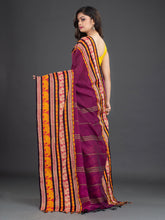 Load image into Gallery viewer, Fuchsia & Orange Woven Design Cotton Saree