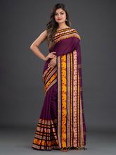 Load image into Gallery viewer, Purple & Yellow Cotton Saree