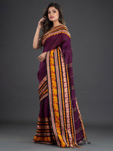 Load image into Gallery viewer, Purple & Yellow Cotton Saree