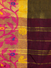 Load image into Gallery viewer, Burgundy & Yellow Woven Design Cotton Saree