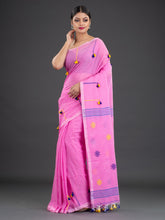 Load image into Gallery viewer, Pink & Blue Woven Design Cotton Saree