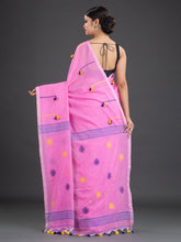 Load image into Gallery viewer, Pink & Blue Woven Design Cotton Saree