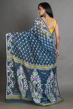 Load image into Gallery viewer, Teal Silk Cotton Handwoven Jamdani Saree