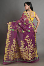 Load image into Gallery viewer, Magenta Silk Cotton Handwoven Jamdani Saree