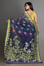 Load image into Gallery viewer, Blue Silk Cotton Handwoven Jamdani Saree