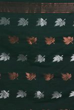 Load image into Gallery viewer, Bottol Green Linen Handwoven Soft Saree With Zari Border