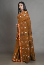 Load image into Gallery viewer, Deep Mustard Linen Handwoven Soft Saree With Zari Border