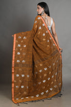 Load image into Gallery viewer, Deep Mustard Linen Handwoven Soft Saree With Zari Border