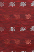 Load image into Gallery viewer, Red Linen Handwoven Soft Saree With Zari Border