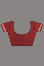 Load image into Gallery viewer, Red Linen Handwoven Soft Saree With Zari Border