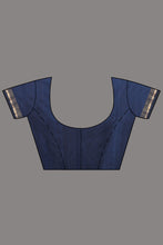 Load image into Gallery viewer, Blue Linen Handwoven Soft Saree With Zari Border
