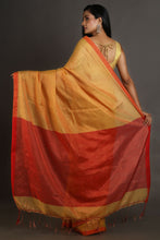 Load image into Gallery viewer, Mustard-coloured Handwoven Tissue Saree
