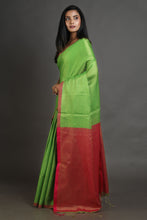 Load image into Gallery viewer, Green-coloured Handwoven Tissue Saree