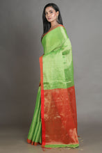 Load image into Gallery viewer, Green-coloured Handwoven Tissue Saree