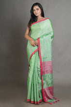 Load image into Gallery viewer, Lime Green-coloured Handwoven Tissue Saree