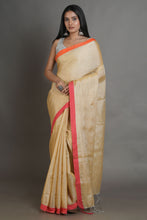 Load image into Gallery viewer, Beige-coloured Handwoven Tissue Saree