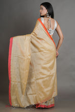 Load image into Gallery viewer, Beige-coloured Handwoven Tissue Saree