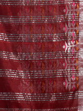 Load image into Gallery viewer, Maroon Cotton Blend Handwoven Saree With Nakshi Border