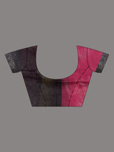 Load image into Gallery viewer, Black And Fuchsia Cotton Blend Handwoven Saree With Zari Border