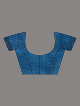 Load image into Gallery viewer, Black And Sky Blue Cotton Blend Handwoven Saree With Zari Pallu