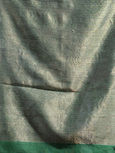 Load image into Gallery viewer, Black And Green Cotton Blend Handwoven Saree With Zari Pallu