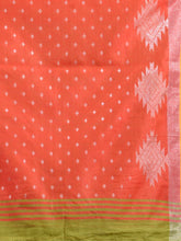 Load image into Gallery viewer, Green Cotton Blend Handwoven Saree With Geometric Border