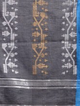 Load image into Gallery viewer, Dark Grey Cotton Handwoven Saree With Texture Border