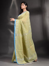 Load image into Gallery viewer, Light Green Cotton Handwoven Saree With Texture Border