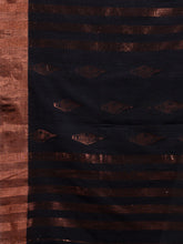 Load image into Gallery viewer, Black Cotton Handwoven Saree With Zari Border