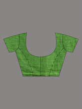 Load image into Gallery viewer, Green And Blue Cotton Handwoven Saree With Stripe Pallu