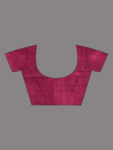 Load image into Gallery viewer, Magenta And Blue Cotton Handwoven Saree With Stripe Pallu