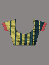 Load image into Gallery viewer, Teal Cotton Handwoven Saree With Stripe Border