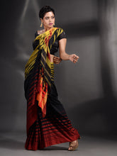 Load image into Gallery viewer, Black Cotton Handwoven Saree With Stripe Border