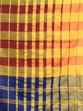 Load image into Gallery viewer, Royal Blue Cotton Handwoven Saree With Stripe Border