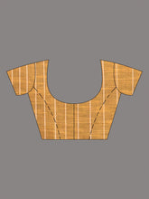 Load image into Gallery viewer, Mustard Cotton Handwoven Saree With Stripe Design