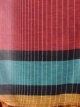 Load image into Gallery viewer, Mustard Cotton Handwoven Saree With Stripe Design