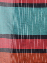Load image into Gallery viewer, Brown Cotton Handwoven Saree With Stripe Design