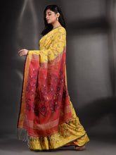 Load image into Gallery viewer, Yellow Cotton Handspun Handwoven Saree With Nakshi Design