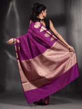 Load image into Gallery viewer, Purple Silk Handwoven Soft Saree With Kolka Border