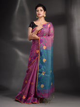 Load image into Gallery viewer, Purple Tissue Handwoven Soft Saree With Nakshi Border