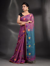 Load image into Gallery viewer, Purple Tissue Handwoven Soft Saree With Nakshi Border