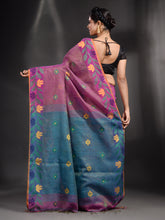 Load image into Gallery viewer, Purple Tissue Handwoven Soft Saree With Nakshi Border
