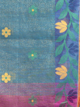 Load image into Gallery viewer, Purple Tissue Handwoven Soft Saree With Nakshi Border